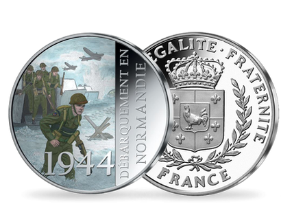 Frappe en argent colorisé « Débarquement en Normandie 1944 » 