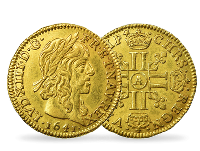 Monnaie ancienne en or massif «1/2 Louis d'or - Louis XIII dit le Juste»