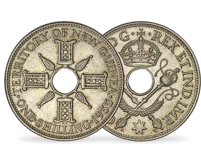 Monnaie ancienne en argent de l'île paradisiaque de Nouvelle-Guinée 