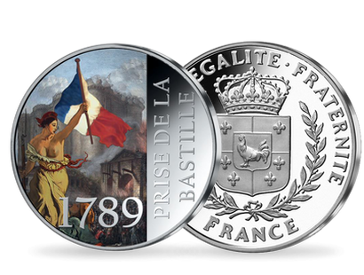 Frappe en argent colorisé « Prise de la Bastille »1789 