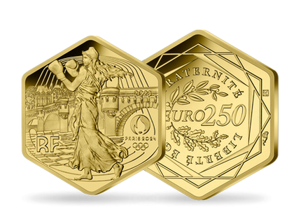 Une monnaie d'investissement en or pur : «250 Euros Semeuse - Jeux Olympiques de PARIS 2024» 2023