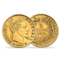 Bild: Monnaie ancienne française 5 Francs or "Napoléon III Tête Laurée"