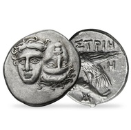 Bild: Monnaie ancienne en argent des jumeaux divins « Castor & Pollux »