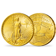 Bild: Monnaie ancienne en or des Etats-Unis "20 dollars - Walking Liberty"