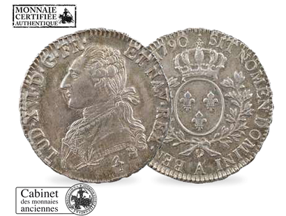 Monnaie ancienne en argent "Ecu aux rameaux d'olivier - Louis XVI"