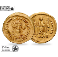 Bild: Monnaie authentique byzantine en or pur : «Solidus Justinien 1er»