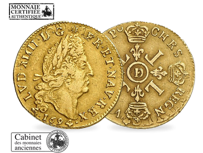 Monnaie en or Louis d'Or Louis XIV "aux 4 L"