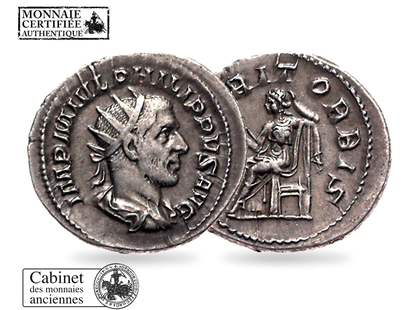 Monnaie ancienne en argent «Philippe 1er l’Arabe,  Antoninien»