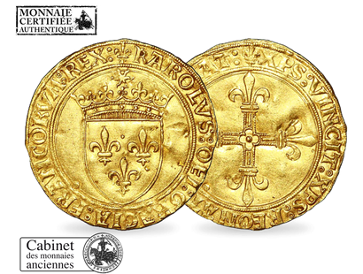 Monnaie ancienne en or « Ecu d’or au soleil Charles VIII »