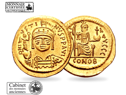 Monnaie byzantine en or massif « Justin II »