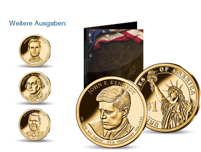 John F. Kennedy aufwendig in Gold gehüllt