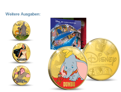 Disney Gedenkprägung ''Dumbo'' veredelt mit Gold und brillanten Farben