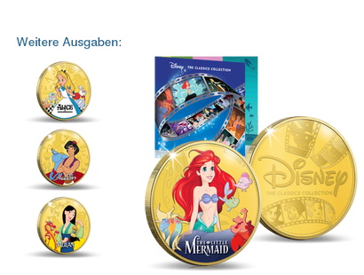 Disney Gedenkprägung ''Arielle - Die kleine Meerjungfrau'' veredelt mit Gold und brillanten Farben