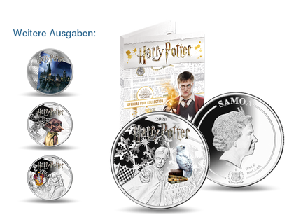 Gedenkprägung ''Harry Potter'' veredelt mit Silber und brillanten Farben