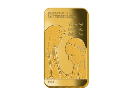 Lingot en or pur «Jean-Paul II et la Vierge Marie»