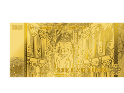 Billet en or pur «La Statue de Zeus» 