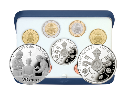Euro-Kursmünzensatz Vatikan 2022 mit 20-Euro-Silber-Gedenkmünze | Polierte Platte
