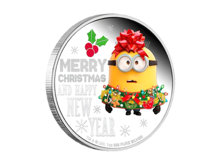Monnaie de 2 Dollars en argent pur «Minion-Joyeux Noël» 2019