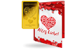 Gold-Geschenkbarren "Herz" mit Karte "Alles Liebe"