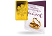 Gold-Geschenkbarren "Kleeblatt" mit Karte zur Hochzeit