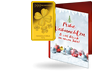 Gold-Geschenkbarren "Kleeblatt" mit Karte zu Weihnachten