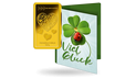 Gold-Geschenkbarren "Herz" mit Karte "Viel Glück"