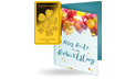 Gold-Geschenkbarren "Kleeblatt" mit Karte zum Geburtstag