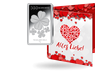 Silber-Geschenkbarren "Kleeblatt" mit Karte "Alles Liebe"