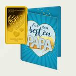Gold-Geschenkbarren "Herz" mit Karte "Bester Papa"