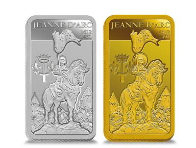 Set de 2 lingots en argent et or purs «Jeanne d'Arc à Cheval»