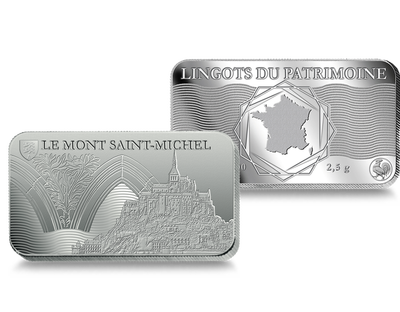 Lingot du patrimoine français en argent pur «Mont St Michel»