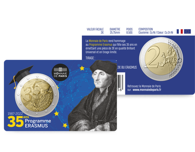 Monnaie commémorative de 2 Euros «35 ans du programme Erasmus» 2022 – BU – France