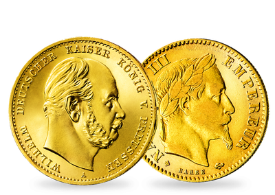 Die Gegner des Krieges 1871 − Wilhelm I. - Napoleon III. in Gold