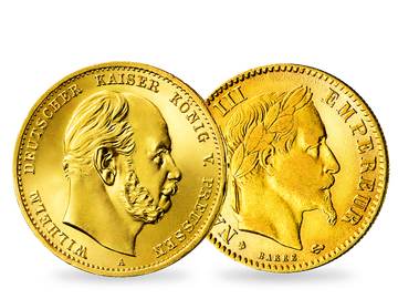 Der deutsche Kaiser Wilhelm I. und der französische Kaiser Napoleon III. in edlem Gold!