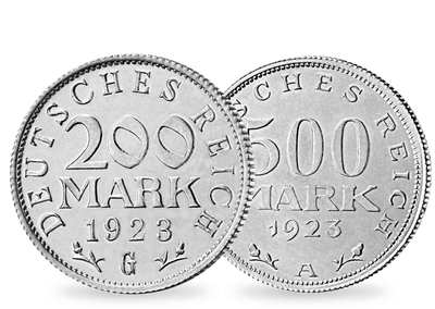 2er-Set 200 + 500 Mark + 20.000 Mark-Banknote