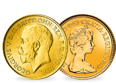 Die Windsors einst und jetzt − 2er-Set 1/2 Sovereign Gold 1911-1984