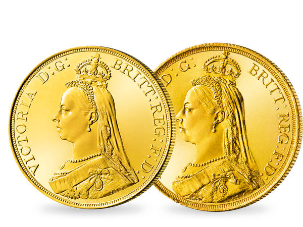 Die einzigen 2- und 5-Pfund-Goldmünzen Victorias mit dem 