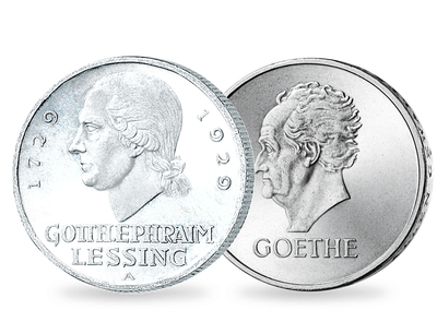 Die ersten deutschen Gedenkmünzen zu Ehren von Lessing und Goethe!