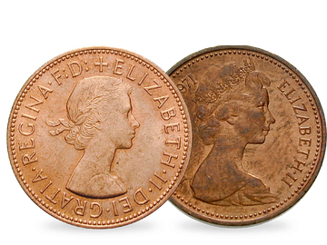 Großbritannien Penny alt 1967 und Penny neu 1971-1984 Elisabeth II.
