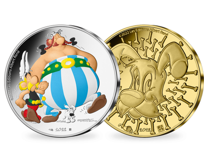 Set de 2 monnaies Héros de l'univers Asterix en argent & or purs 