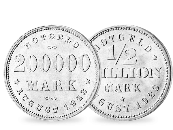 Das 2er Set der 200.000 und 1/2 Millionen Mark Münze