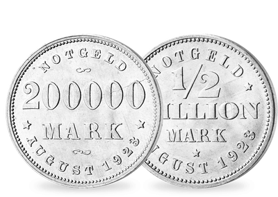 Die Hyper-Inflation in Hamburg − Set 200.000, 1/2 Mio Mark 1923
