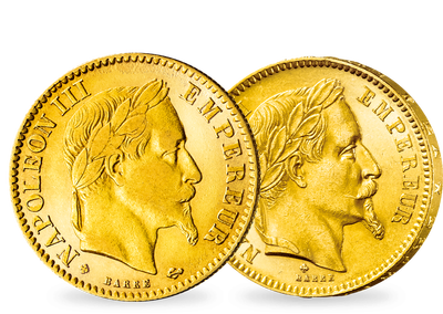 2er-Set Gold-Francs von Kaiser Napoleon III.