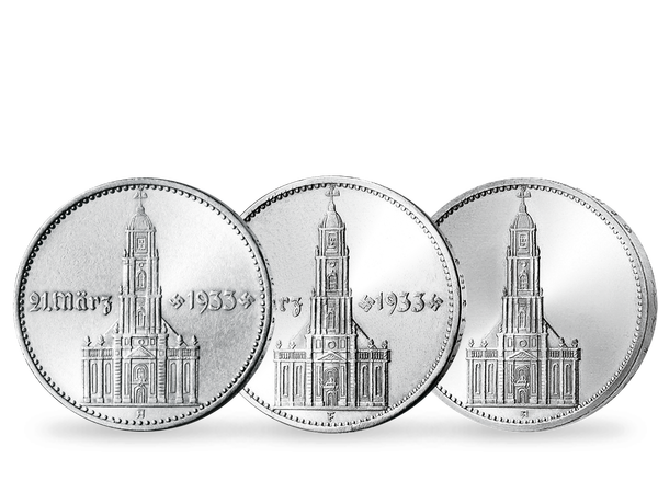 Das Komplett-Set mit den drei Silbermünzen 