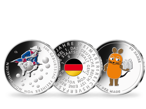 Die offiziellen deutschen 20-Euro-Silber-Gedenkmünzen mit Farbveredelung 