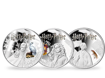 „Harry Potter“ – das 3er-Set offizieller Feinsilber-Gedenkmünzen mit Farbveredelung!