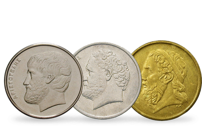Größte Gelehrte der Antike – 3er-Set Griechenland 5, 10 & 50 Drachmen