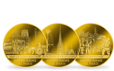 Set de 3 monnaies en or « l'histoire de Notre-Dame de Paris »