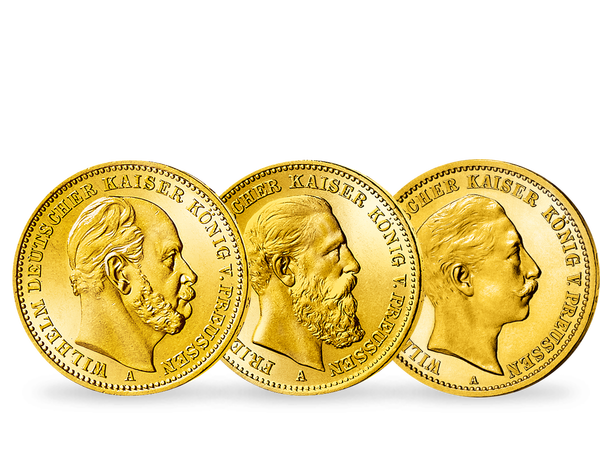 Die drei 20-Mark-Goldmünzen des Jahres 1888