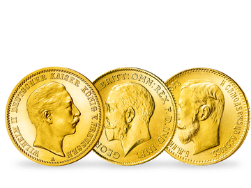 König, Kaiser und Zar auf drei kostbaren Goldmünzen!
